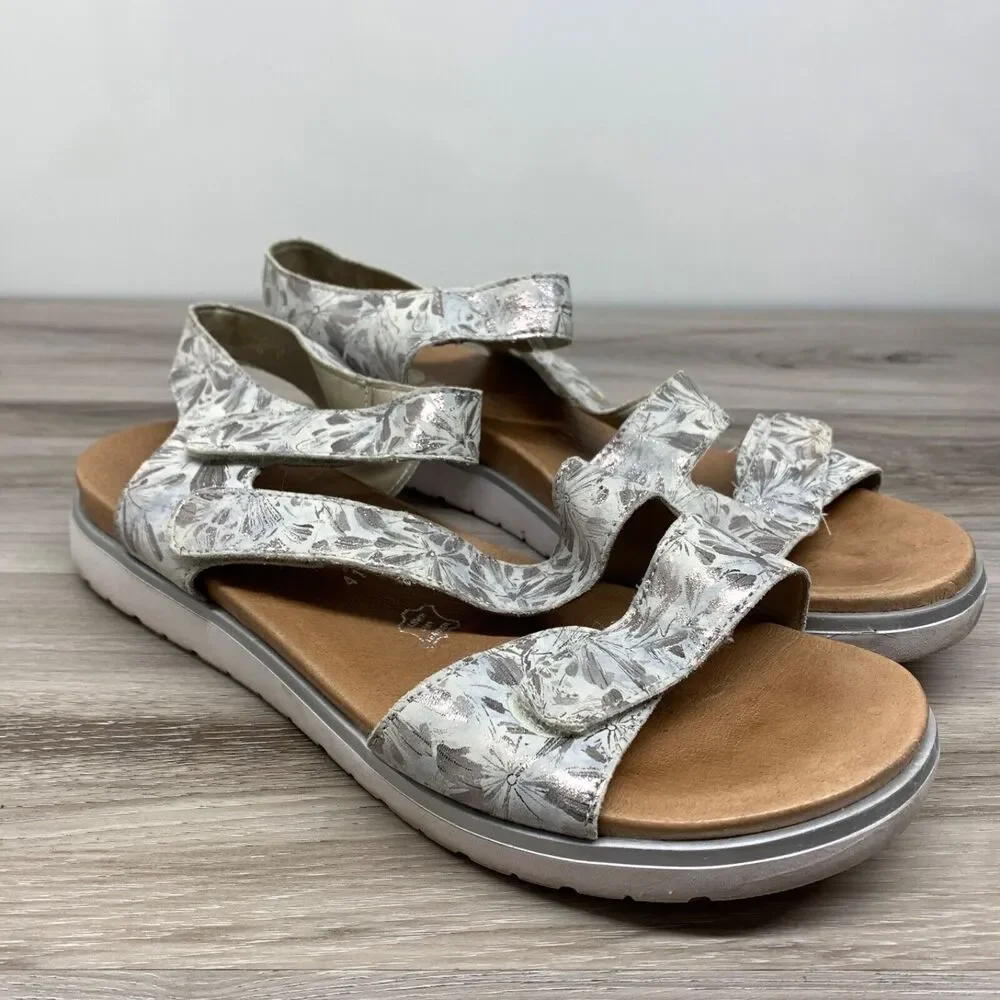Remonte Soft Metallic Silver‎ Wedge Sandals Womens Size 41 US 10